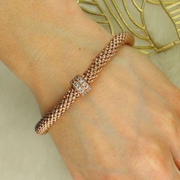 Srebrna pozłacana bransoletka damska różowe złoto 925 z cyrkoniami 20 cm cyrkonie.jpg